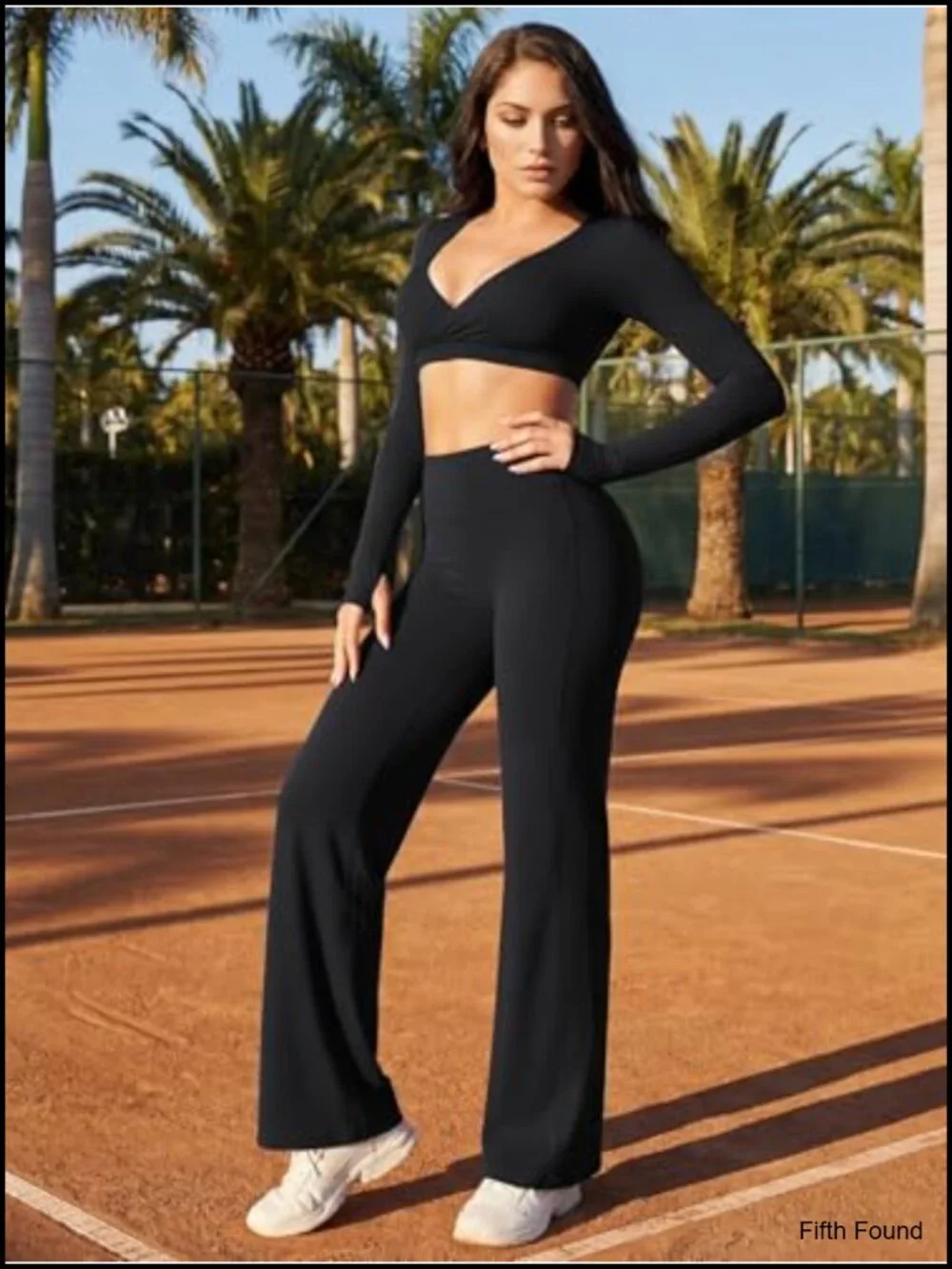 High Waisted Wide Leg Yoga Pants, Butt Lifting Straight Leg Leggings No Front